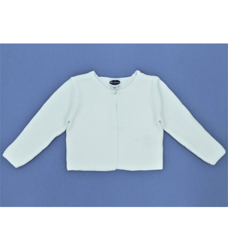 CHAQUETA NIÑA LARGA BOTÓN BLANCO