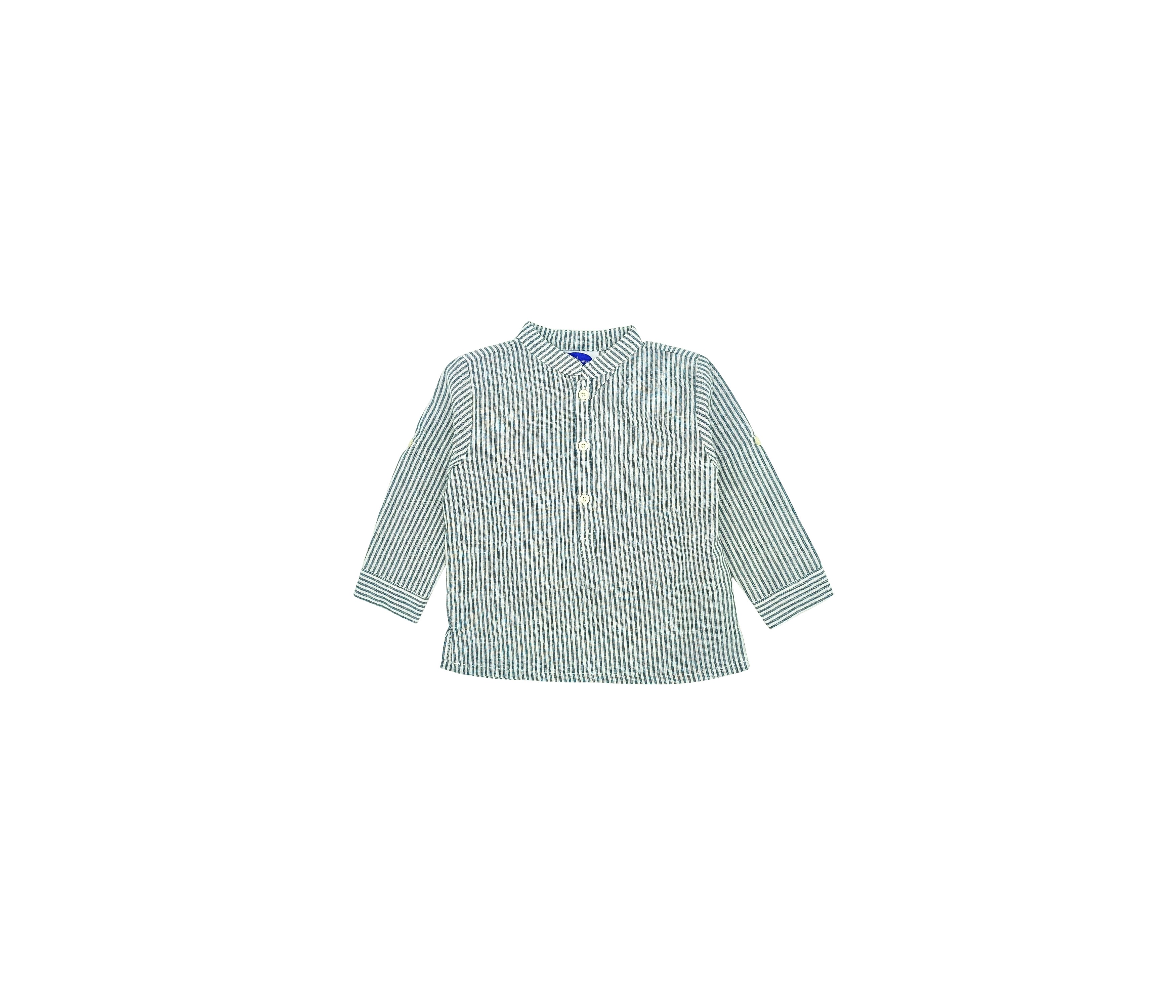 CAMISA NIÑO CUELLO MAO RAYAS OXFORD GRIS