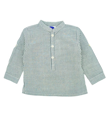 CAMISA NIÑO CUELLO MAO RAYAS OXFORD GRIS
